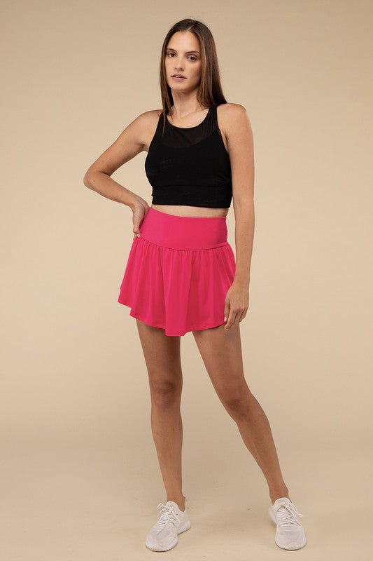 Zenana Wide Band Tennis Skirt with Zippered Back Pocket - Rosa Apparel