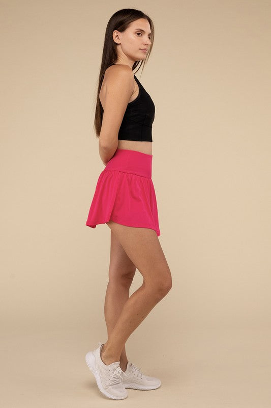 Zenana Wide Band Tennis Skirt with Zippered Back Pocket - Rosa Apparel