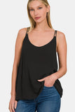 Zenana Woven Double Spaghetti Strap V-Neck Cami - Rosa Apparel