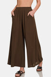 Zenana Woven Wide Leg Pants With Pockets - Rosa Apparel