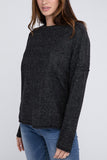 Ribbed Brushed Melange Hacci Sweater with a Pocket ZENANA