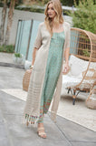 Solid Long Cardigan With Fringe Davi & Dani