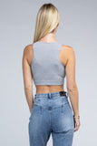 Ambiance Trendy Ribbed V-Neck Cropped Pullover Tank Top Ambiance Apparel