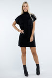 Mock Neck Short Sleeve Sweater Dress with Pocket ZENANA