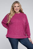 Plus Brushed Melange Drop Shoulder Sweater ZENANA