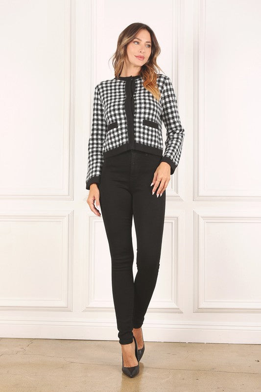 Black check knitted jacket Lilou