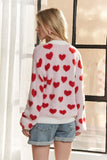 ADORA Fuzzy Heart Button Down Cardigan Trendsi