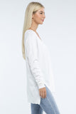 Hi-Low Hem Front Seam Sweater ZENANA