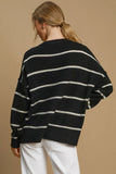 Umgee Wool Blend Striped Round Neck Sweater Trendsi