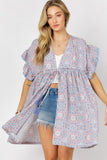 Printed Short Sleeve Ruffle Kimono Davi & Dani