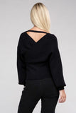 Zenana Viscose Cross Wrap V-Neck Pullover Sweater