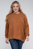 Plus Brushed Melange Drop Shoulder Sweater ZENANA