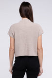 Mock Neck Short Sleeve Cropped Sweater ZENANA