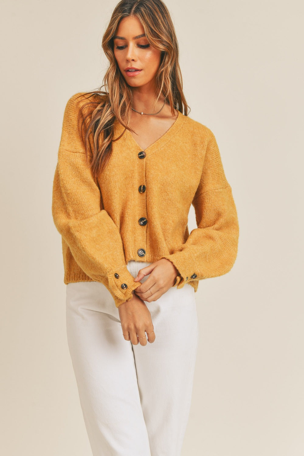 MABLE Long Sleeve Button Down Sweater Cardigan Trendsi