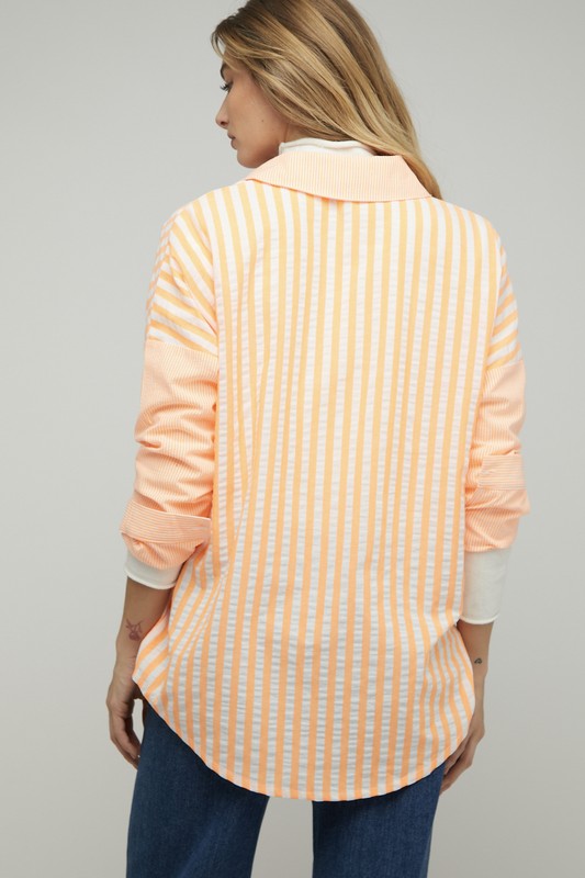 Stripe Button Down Long Sleeve Shirt Davi & Dani