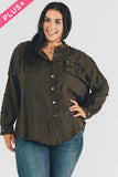 Plus Distressed hem button down oversize shirt Davi & Dani