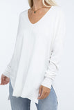 Hi-Low Hem Front Seam Sweater ZENANA