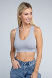 Ambiance Trendy Ribbed V-Neck Cropped Pullover Tank Top Ambiance Apparel