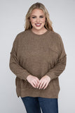 Plus Brushed Melange Drop Shoulder Sweater ZENANA