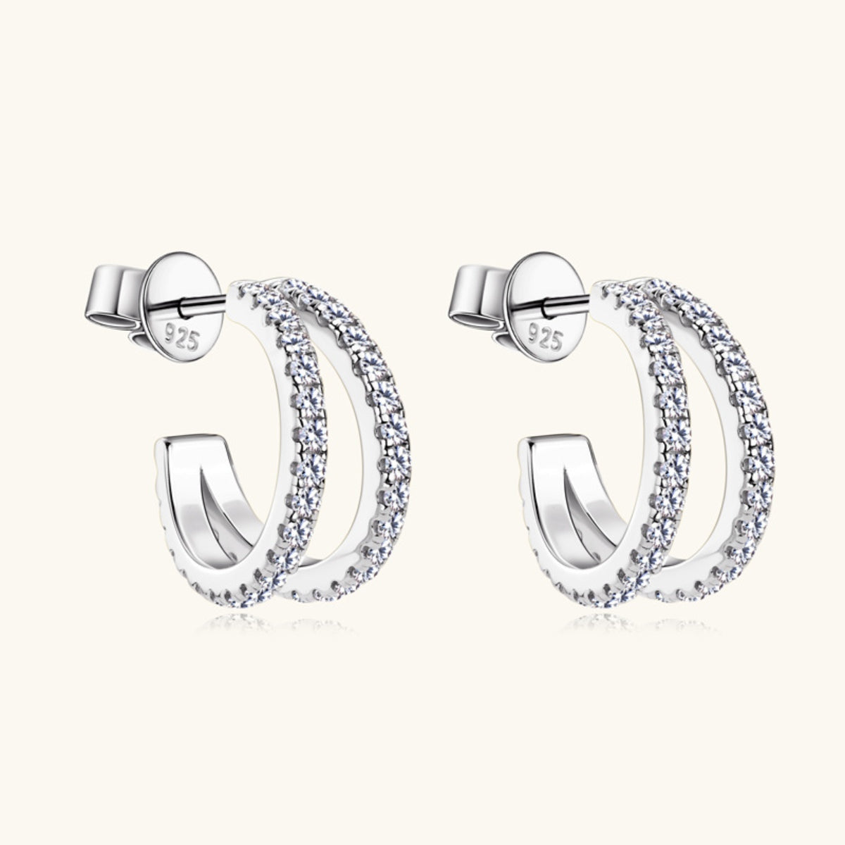 Moissanite 925 Sterling Silver C-Hoop Earrings - Rosa Apparel