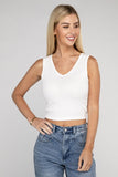 Zenana Casual Ribbed Scoop Neck Cropped Sleeveless Top ZENANA