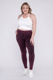 Plus Mineral Washed Wide Waistband Yoga Leggings ZENANA