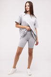 Zenana Cotton Round Neck Top & Biker Shorts Set ZENANA