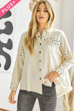 Plus Distressed hem button down oversize shirt Davi & Dani