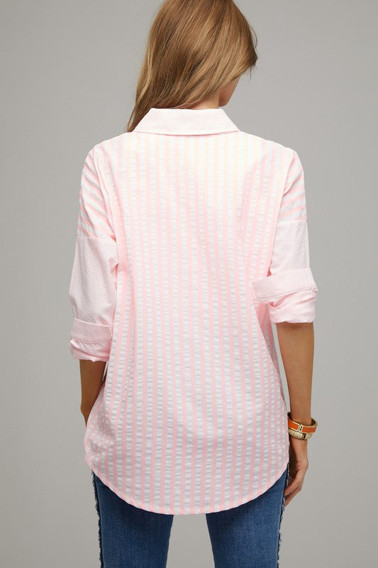 Stripe Button Down Long Sleeve Shirt Davi & Dani