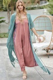 Solid Long Cardigan With Fringe Davi & Dani