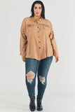 Plus Distressed hem button down oversize shirt Davi & Dani