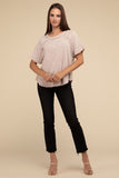 Back Patch Crinkle Washed Raglan Sleeve T-Shirt ZENANA