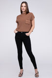 Mock Neck Short Sleeve Cropped Sweater ZENANA