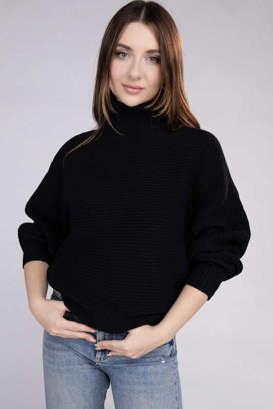 Viscose Dolman Sleeve Turtleneck Sweater ZENANA