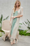 Solid Long Cardigan With Fringe Davi & Dani