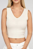 Zenana Casual Ribbed Scoop Neck Cropped Sleeveless Top ZENANA