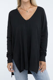 Hi-Low Hem Front Seam Sweater ZENANA