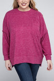 Plus Brushed Melange Drop Shoulder Sweater ZENANA