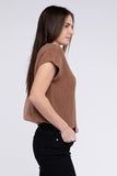 Mock Neck Short Sleeve Cropped Sweater ZENANA