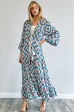 Printed Long Sleeve Loose Kimono Davi & Dani