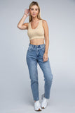 Ambiance Trendy Ribbed V-Neck Cropped Pullover Tank Top Ambiance Apparel