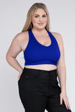 Zenana Plus Ribbed Cropped Racerback V-Neck Tank Top