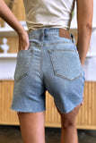 Judy Blue Full Size High Waist Raw Hem Denim Casual Jean Shorts Style #: 15251 Judy Blue