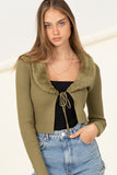 Miss Mesmerize Fur Trim Tie Front Ribbed Cardigan HYFVE