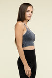 Zenana Washed Ribbed Seamless Cropped Cami Top