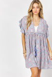 Printed Short Sleeve Ruffle Kimono Davi & Dani