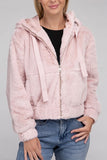 Ambiance Fluffy Zip-Up Teddy Sweater Hoodie Ambiance Apparel