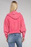 Acid Wash Fleece Cropped Zip-Up Hoodie ZENANA