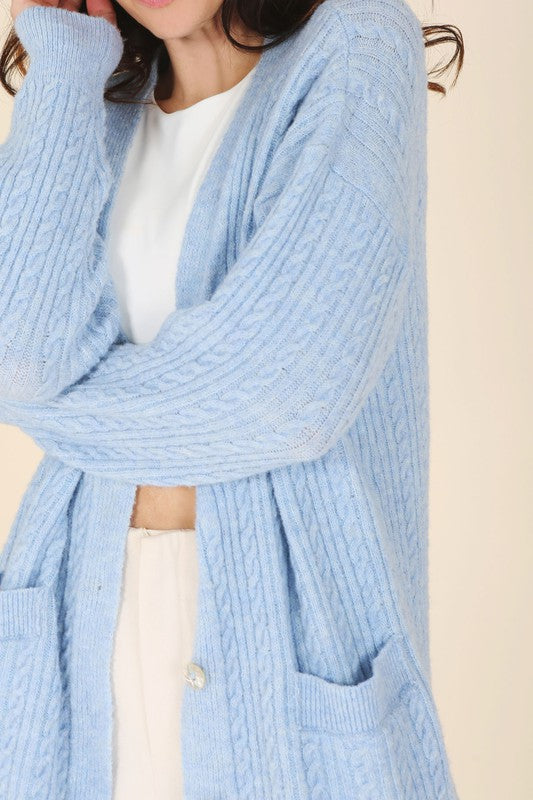 Wool blended cable knitted cardigan Lilou