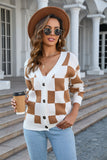 Angel Wings Button-Up V-Neck Dropped Shoulder Cardigan Trendsi